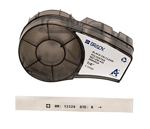 Brady Authentic (M21-250-430) Clear Harsh Environment Polyester Label for Laboratory, Asset Tracking and Datacom Labeling